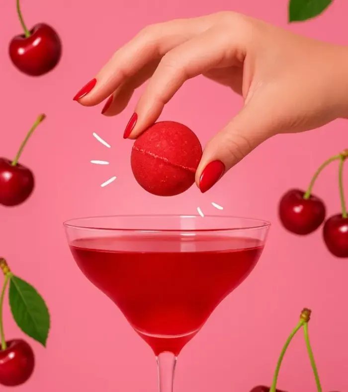 Cherry & Almond Cocktail Bomb – French Fizzy Mocktail Melt