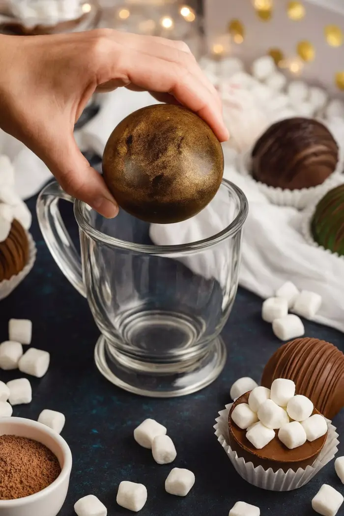 French Dark 70% Hot Chocolate Bomb με Marshmallows – Viral Cocoa Bomb