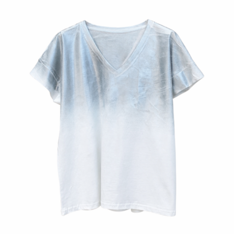 Metallic Foil V-Neck T-Shirt | Y2K Silver Grey