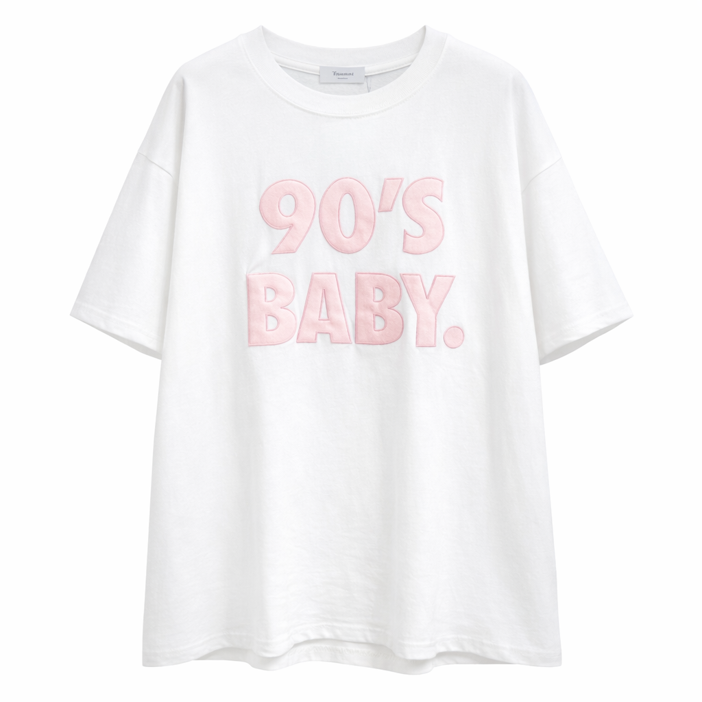 90’s Baby Oversized Tee | White Pink
