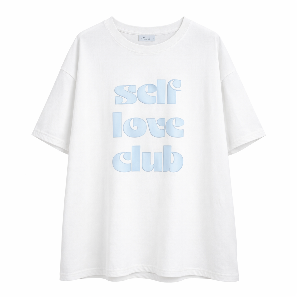 Self Love Oversized Tee | White Blue Clean Girl