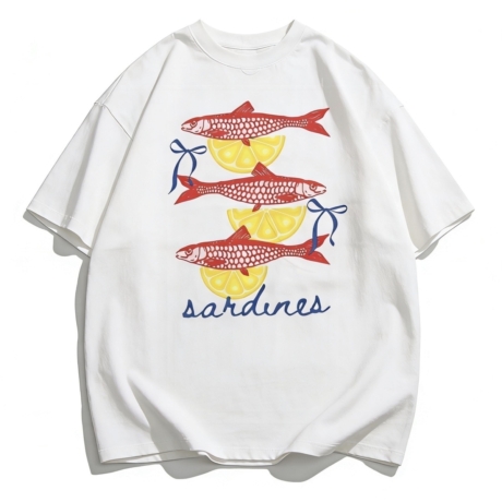 Sardines Art Tee | White Oversized